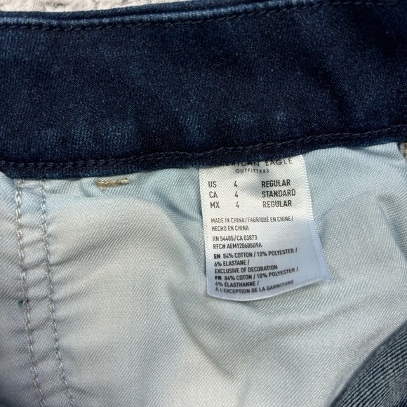 American Eagle Jeans Womens 4 Curvy Jegging The Dream Jean Dark Wash Distressed - Picture 4 of 6